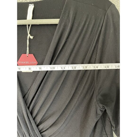 New Pink Blush Maternity Dress Womens Size Large Black Front Knot Long Sleeve - Picture 14 of 15